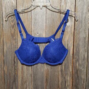 Joyspun 36B Blue Lace Push Up Bra Underwire Padded